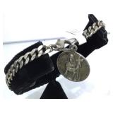 Sterling chain bracelet w/ st. Christopher