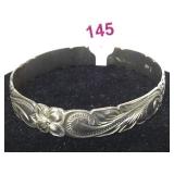 Sterling floral design bangle bracelet