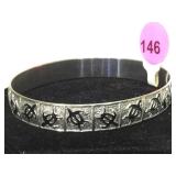 Sterling bangle bracelet w/ turtle design