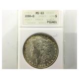 1898-0 Morgan silver dollar,   Cased & graded