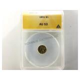 1851  $1 gold coin , cased