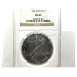 1992 NGC MS69 American Silver eagle