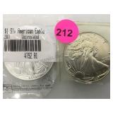 1987 & 2001  American Silver eagles, 2 x $