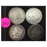 1882, 1888, 1902 & 1921 Morgan  silver dollars, 4$