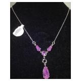 Sterling necklace w/ pink gemstones