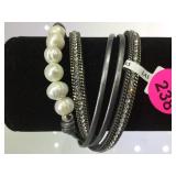 Kalifano  pearls clear gems wrap around