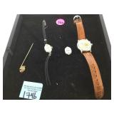 Tray of watches& a Native American stick pin