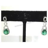 Platinum earrings w/ 2ct emeralds & .70ct