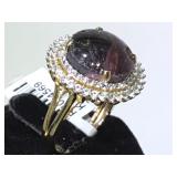 Sterling ring w/ star cabochon ruby & white