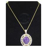 Sterling necklace w/ natural ruby & clear