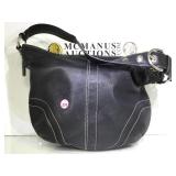 Coach black leather med zip top shoulder bag