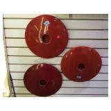 3 red round "Global Views" wall art, made in