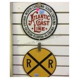 2 round metal signs, R/R & Atlantic Coast Line