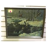 Framed print of ducks, vintage , artist signed,