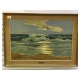 Framed seascape oil/canvas, by A. Broussier,