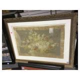 Ornate gilt Framed  floral tapestry, 44/33. Local