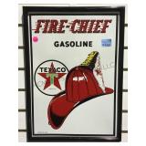 Framed "Fire Chief " Texaco sign, 13/18. Local