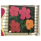 Framed floral Andy Warhol print, local pickup
