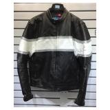 Xelement black & white leather jacket, size 2XL