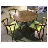 Wooden table w/ 4 mid century modern chairs,