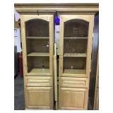 Pair of lighted 3 shelf w/ lower storage  book