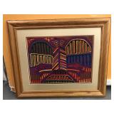 Cuna  Indian framed art signed and dated