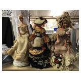 Barbie Dolls in vintage crocheted outfits and