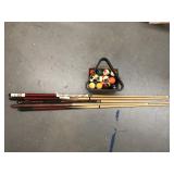 Pool sticks and balls