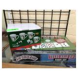 Texas hold ‘em  poker set and Mugs NIB