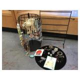 Costume jewelry and two metal display stands