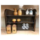 Salt and pepper shakers and spice rack