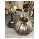Tiffany style lamp very ornate One panel with chip