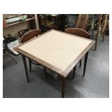 Folding card table and two chairs