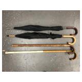 Vintage Umbrellas and canes