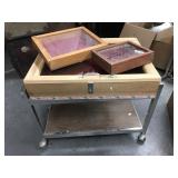 Display boxes one locking and rolling cart