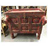 Ornate Vintage Red Chest Made in India