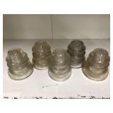 Glass insulators vintage large set of five
