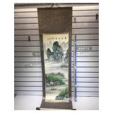 Hand painted Asian silk scroll