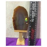 Brazil geode slice on wooden pedestal local