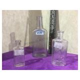 Lot of 3 antique medicine bottles - 2 purpled