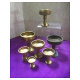 7 vintage brass incense stands