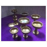 8 vintage brass incense stands