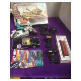 Assorted toys in. Tin friction Corvette, model