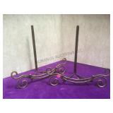 2 lg. Decorator iron plate stands, 15 in. Wide,