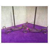 2 lg. Decorator iron plate stands, 15 in. Wide,