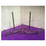 2 lg. Decorator iron plate stands, 15 in. Wide,