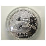 2000 Library of Congress Proof Silver Dollar, w/