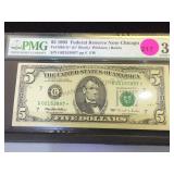 1995 PMG  FR#1985-G(G BLOCK) $5 FRN CHICAGO