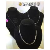 3 sterling necklaces, sterling beads & blk onyx &