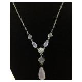 Sterling necklace w/ light pink gemstones